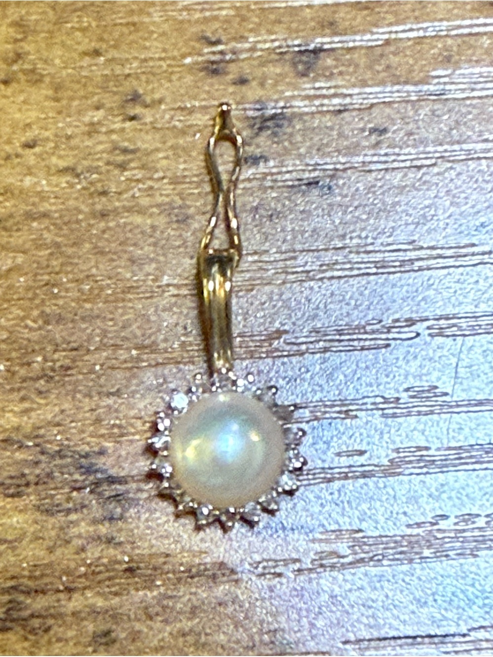 14K Gold Pearl & Diamond-Style Halo Pendant